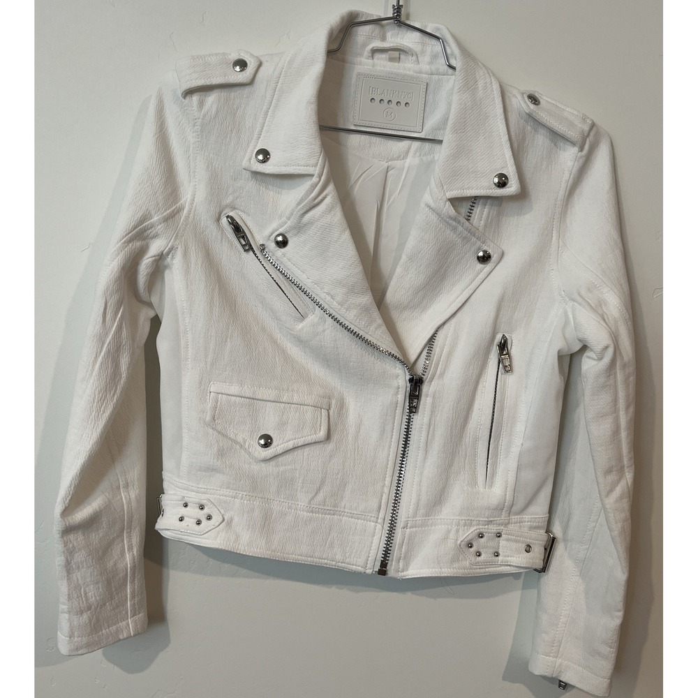 BlankNYC Womens Crepe Moto Jacket White Medium